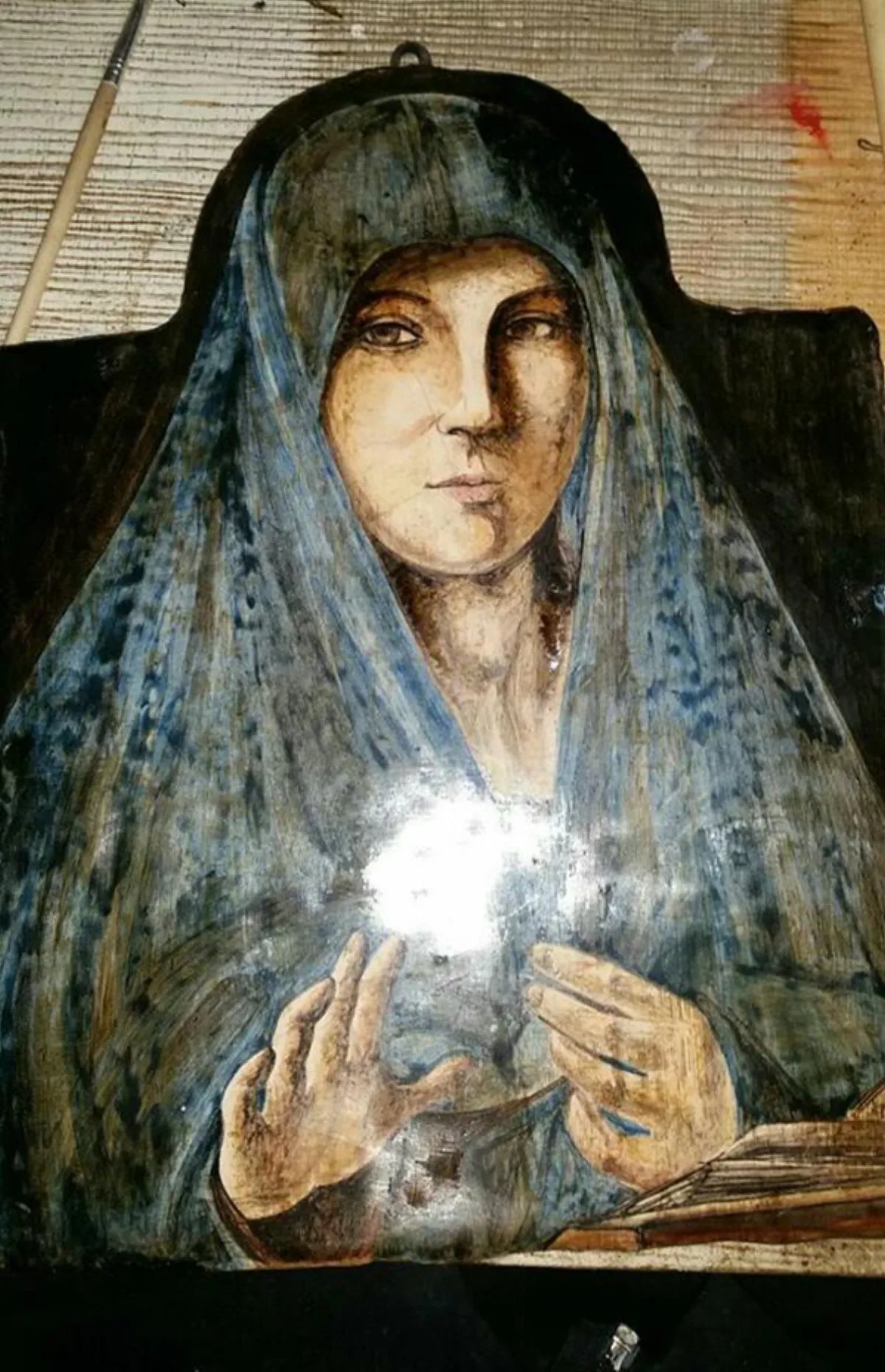 Lucia Marino: pennellatura su piastrelle